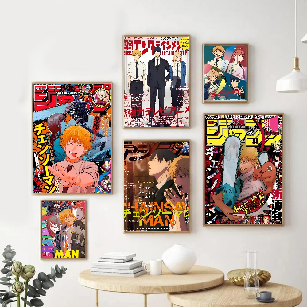Anime Chainsaw Man Classic Vintage Posters Room Home Bar Cafe Decor Nordic