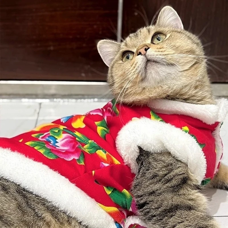 Одежда для кошек плюс кашемировая теплая северо-восточная куртка на хлопковой