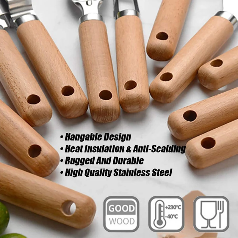 Набор кухонной утвари приспособление из нержавеющей стали с деревянной ручкой
