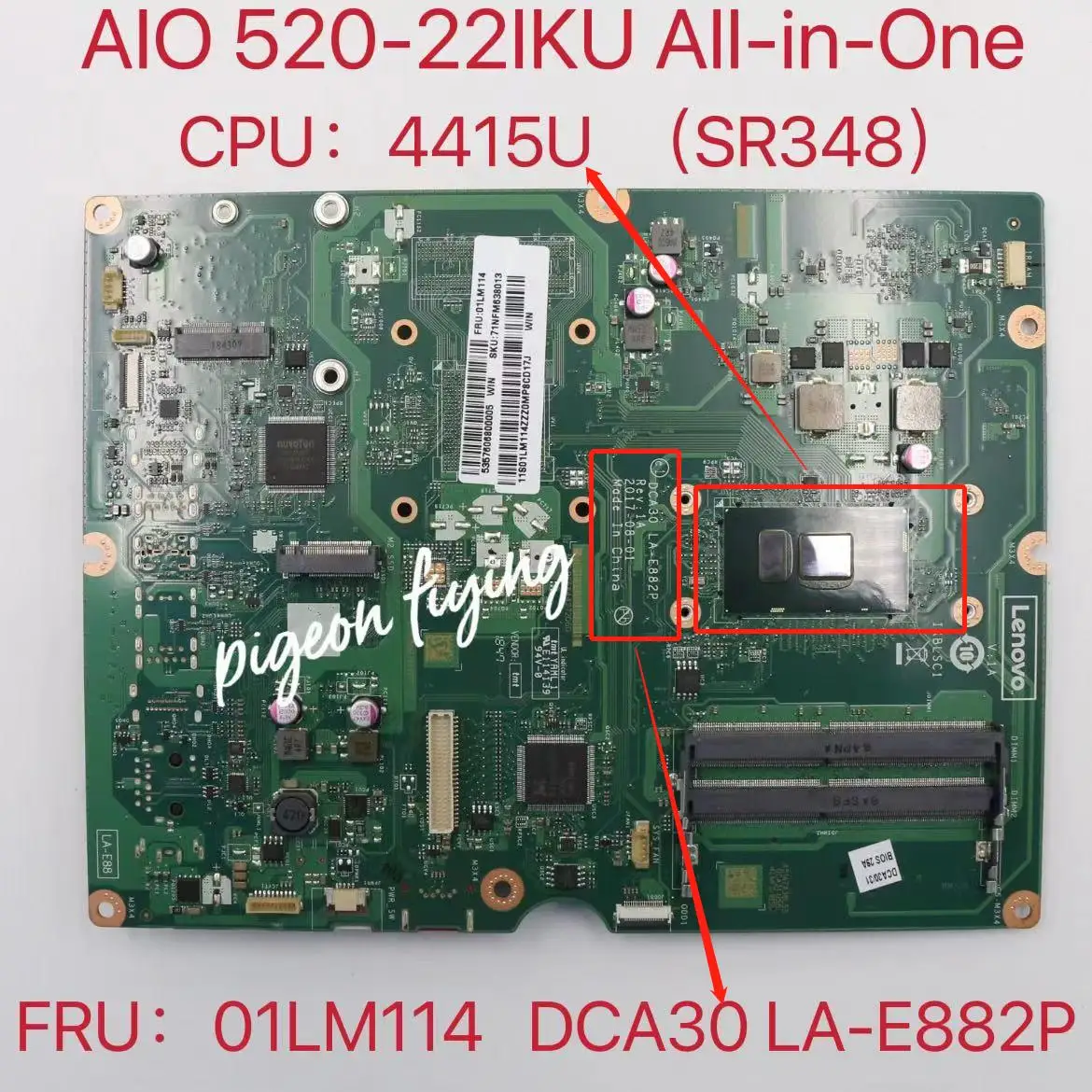 

Оригинальная материнская плата для ноутбука Lenovo ideacмежду AIO 520-22IKU все-в-одном Процессор: 4415U SR348 DDR4 FRU:01LM114 100% ТЕСТ ОК