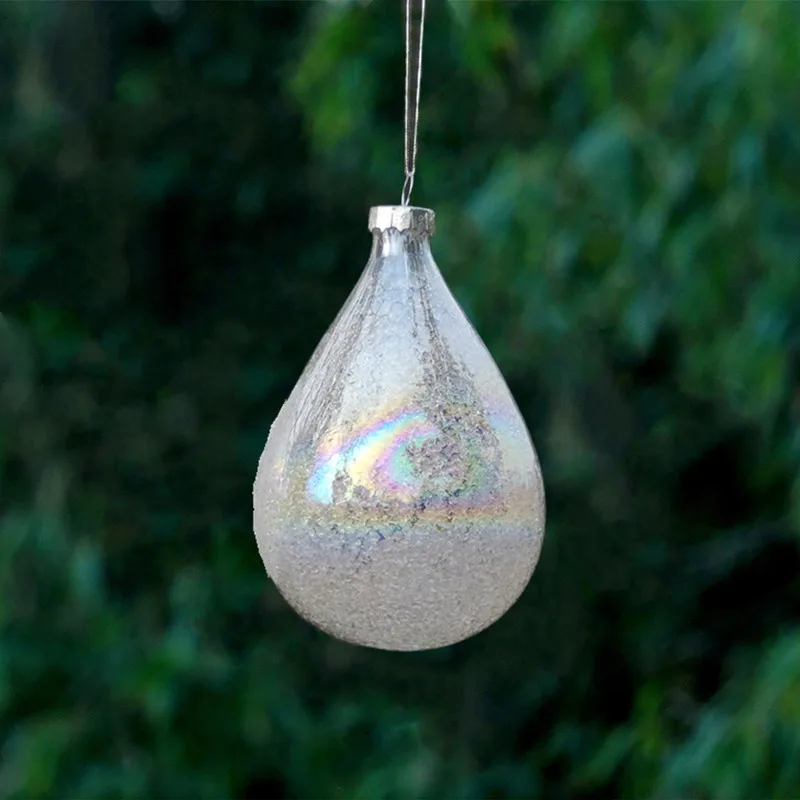 

Бесплатная доставка, 7*12 см, стеклянная подвеска в форме капли с жемчужинами, украшение для дома, подвесной шар на рождественскую елку, праздничное украшение ручной работы