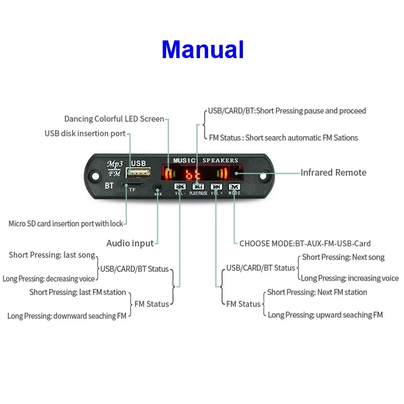 Bluetooth 5 0 MP3/WMA/WAV/APE/FLAC декодер для автомобиля аудио USB TF FM радио модуль MP3 музыкальный