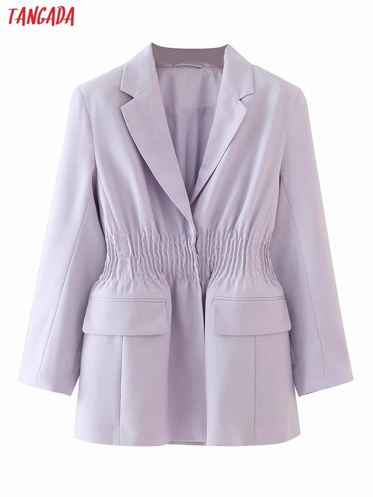 

Пиджак Tangada женский плиссированный, однотонный модный винтажный Повседневный шикарный топ с английским воротником и карманами, 4T39, 2022