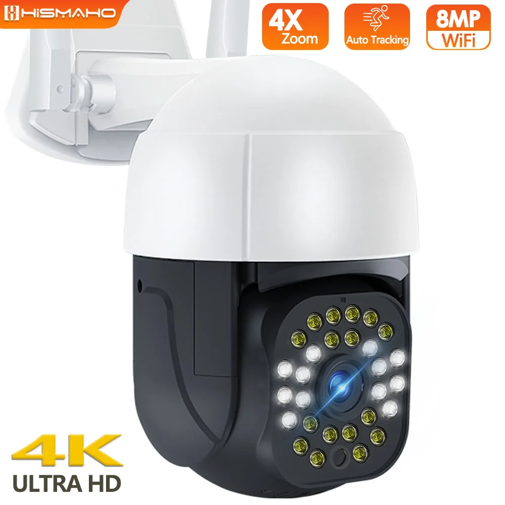 

4K Security Camera 8MP WiFi Outdoor PTZ Dome 5MP 4X Zoom H.265 1080P HD CCTV Video Surveillance IP Cam Auto Tracking P2P ICsee