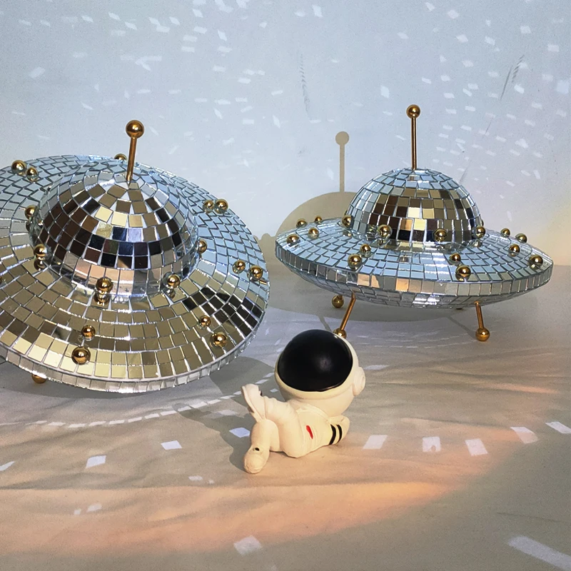 

Disco Ball UFO Room Decor Desk Accessories Miniature Items Decoration DIY Aesthetic Christmas Household Tabletop Decorations