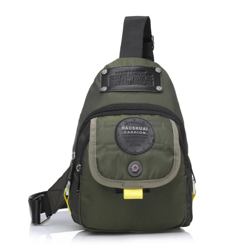 Haoshuai chest bag men's outdoor leisure Messenger Bag Fashion Travel waterproof nylon small backpack