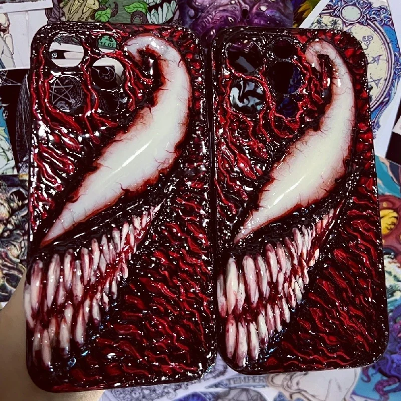 4166 Оригинальный 3D светящийся мобильный телефон ручной работы Venom Massacre темный