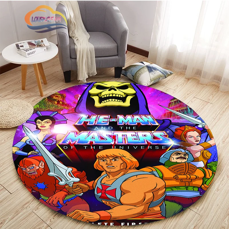

Masters of the Universe Carpet He-Man Pattern Round Carpet Home Decor Anti-slip Round Area Rug for Bedroom Chair Mat