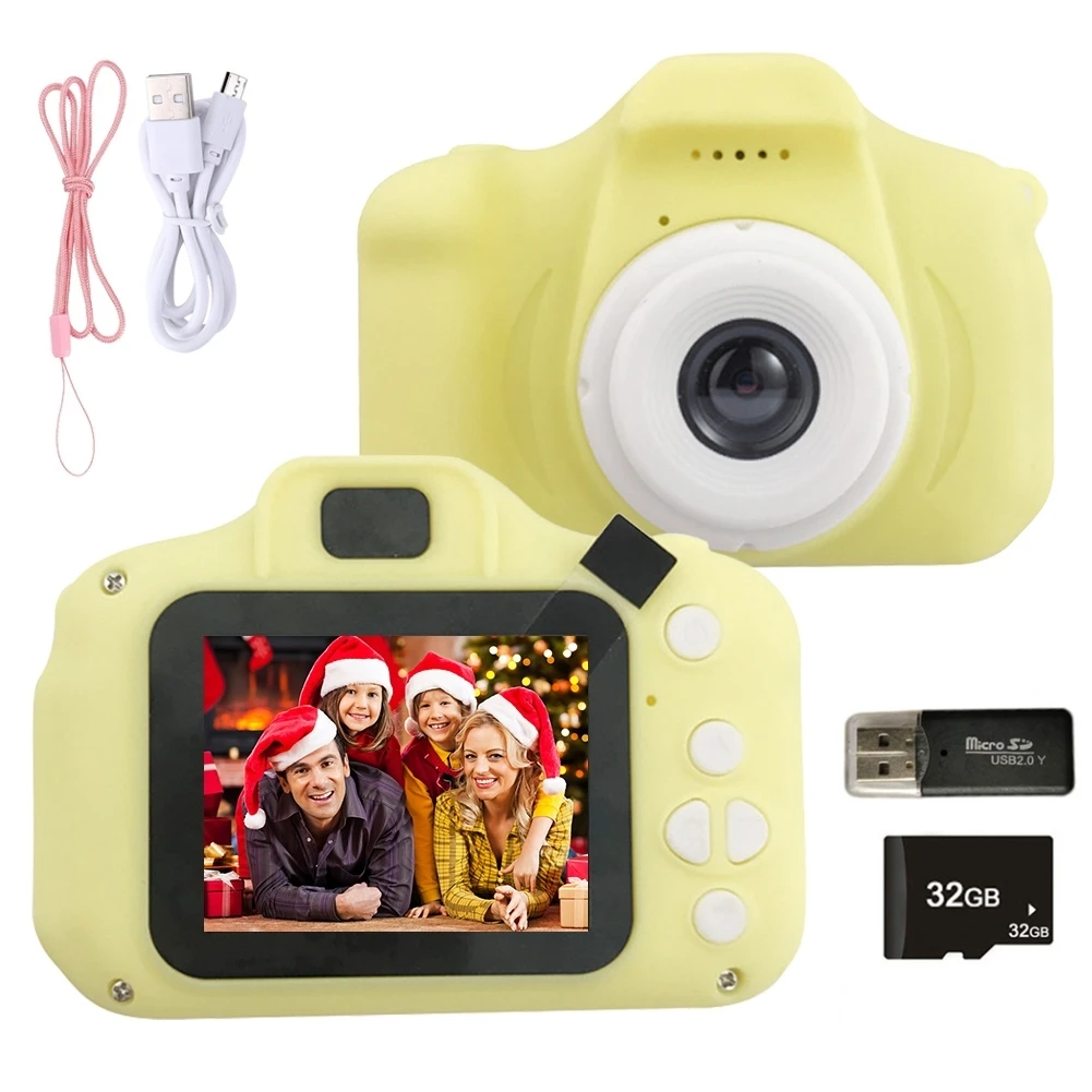 Mini Camera toys for Children 1080P HD Screen Yellow Electric Toys for Baby Kids Funny Gift Educational camara de fotos de niño