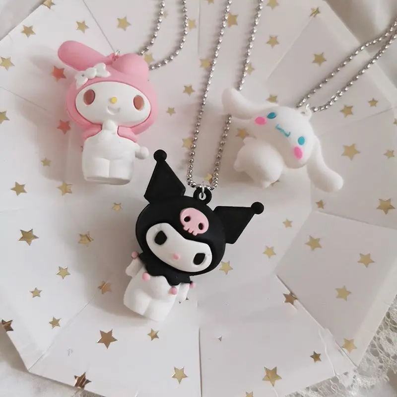 

Sanrio Pompom Purin Cinnamoroll My melody Kuromi new creative cute cartoon pendant long necklace holiday gift for men and women
