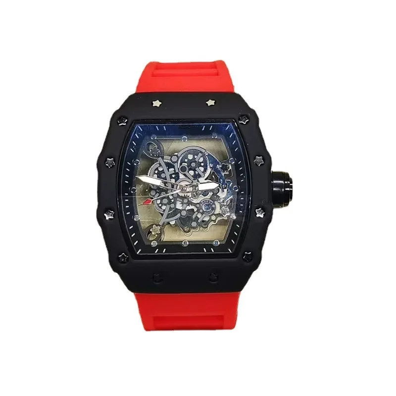 

Richar New Black Knight European and American Pointer Non mechanical Hollow out Transparent Quartz Watch