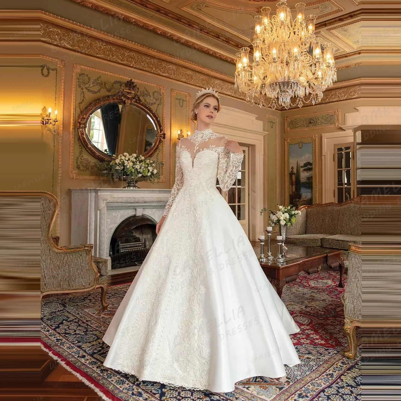 Женское винтажное свадебное платье белое ТРАПЕЦИЕВИДНОЕ ПЛАТЬЕ с аппликацией