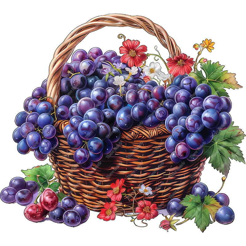 Красивые наклейки Three Ratels с изображением виноградной корзины и фруктов для