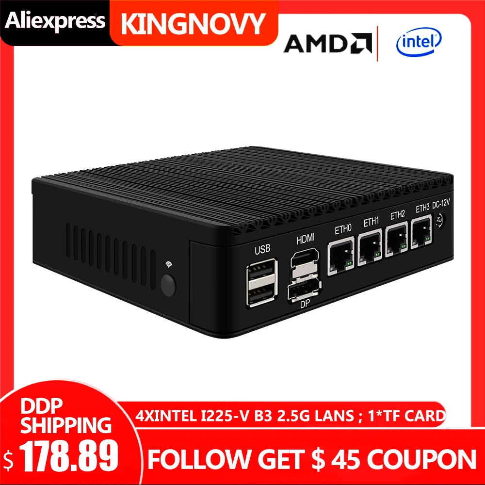 Дешевый 4 LAN 2 5G маршрутизатор Celeron N5105 Intel i226-V B3 Nics TPM2.0 безвентиляторный мини ПК HD-MI