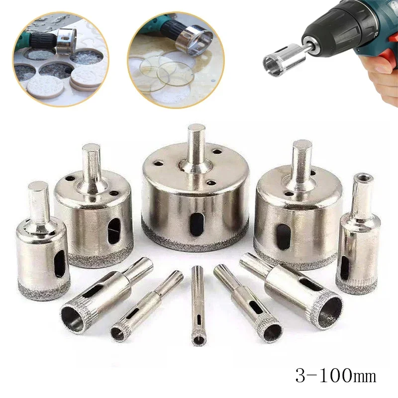 1-10 шт. кольцевая пила с алмазным покрытием, сверло 3-100 мм, алмазные корончатые сверла для сверления стеклянной мраморной плитки, гранита