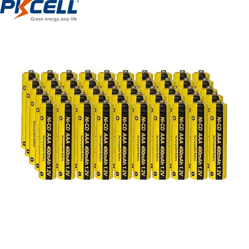 

50PC PKCELL AAA 400mAh Battery 1.2V NI-CD AAA Rechargeable Battery Powered with Button Top Solar lights toys batteries
