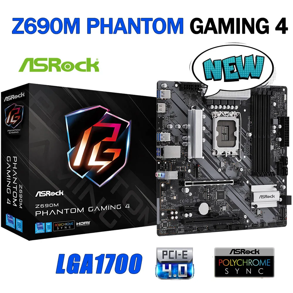 

Материнская плата LGA 1700 ASROCK Z690M Phantom Gaming 4 Micro ATX Intel Z690 DDR4 PCIe 5,0 USB 3,2 128G поддержка материнской платы ЦП 12 поколения Suporte o processador i3 i5 i5 intel core