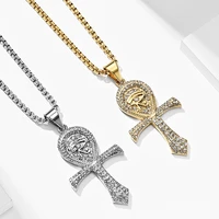 darhsen male men the eye of horus ankh crux ansata egyptian necklaces pendants silver color stainless steel fashion jewelry