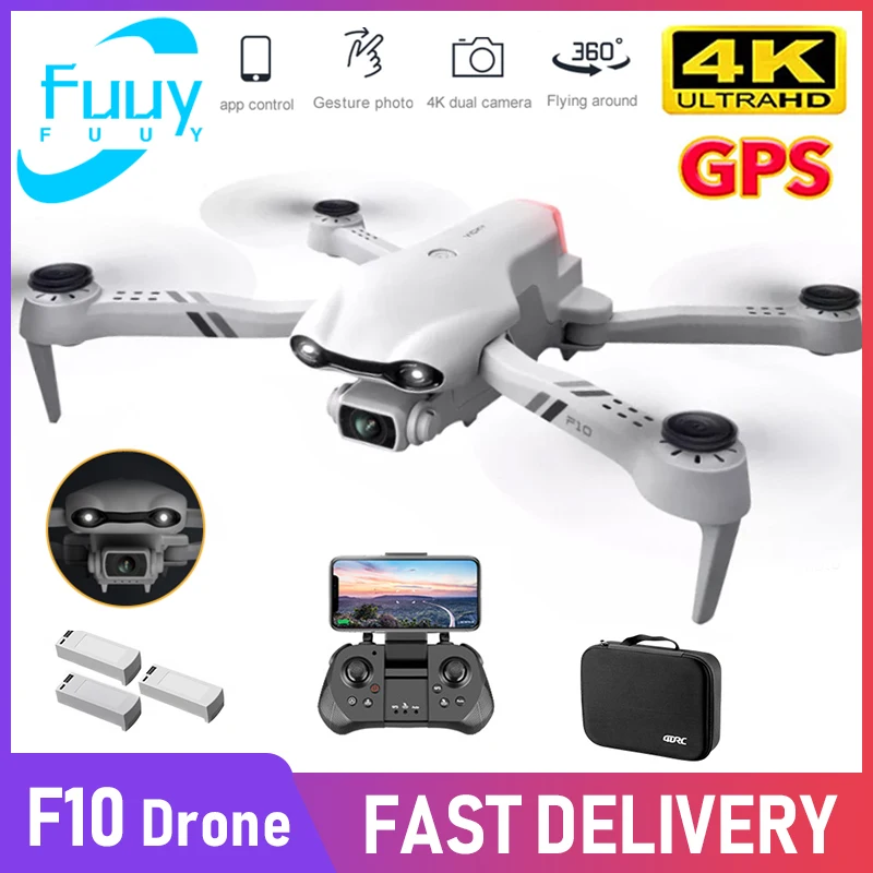 New RC F10 Drone 4K HD Dual Camera GPS 5G WIFI Wide Angle FPV Real Time Transmission Distance 2Km Professional Drone Gift