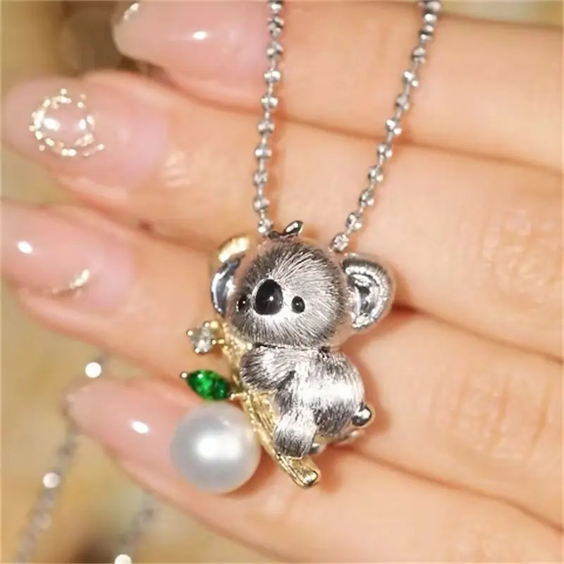 Фото Изысканный кулон Cute Crit Koala, двухместный, нарисованный вручную процесс, инкрустированный сладким и простым №4