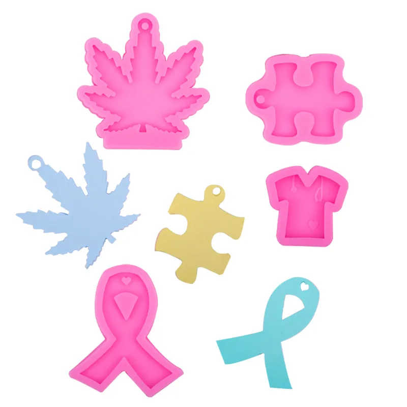 

Creative Maple Leaf Jigsaw Shapes Key Chain Drip Mold Baked Sugarcane Ribbon Clothes Decorative Chocolate Mold