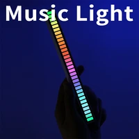 rgb car sound control light voice activated music rhythm ambient lamp car interior home decoration lamp with 32 led rechargeable