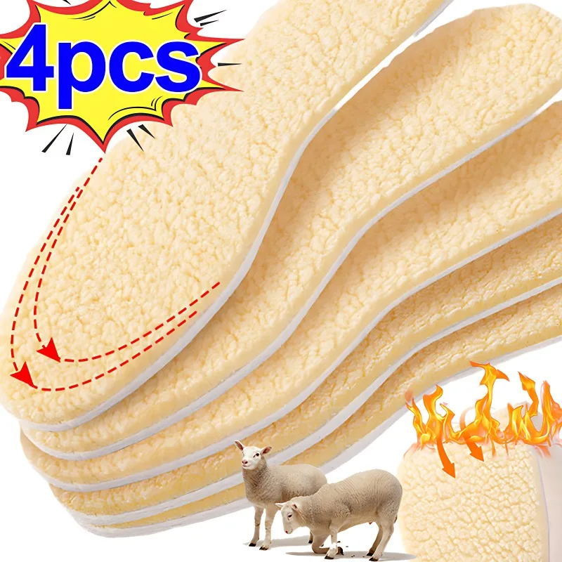 

Теплые стельки из имитации овечьей шерсти для мужчин и женщин, зимняя подкладка из искусственной кожи, защита от холода, удобные вставки для зимних сапог, прокладки, 2/4 шт.