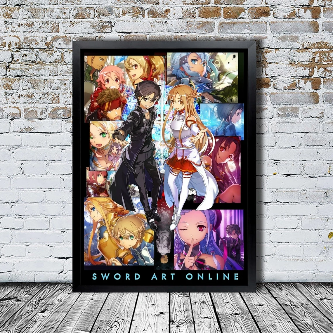 Меч искусство онлайн плакат японское аниме ТВ сериал холст печать настенная