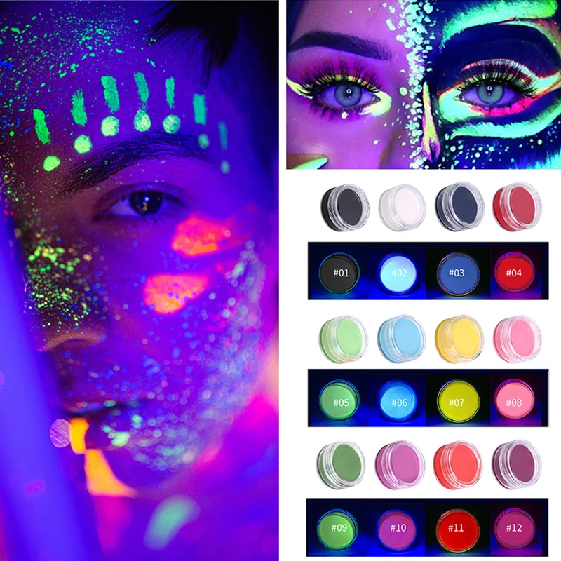 

New 12 Colors Neon Pastels Eyeliner UV Light Fluorescent Eyeliner Creamy Eyeliner Glow In Dark Eye Liner Activated Makeup