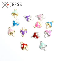 10pcs cute enamel red mushroom charm pendant creative alloy colorful pendant for women necklace earrings jewelry accessories