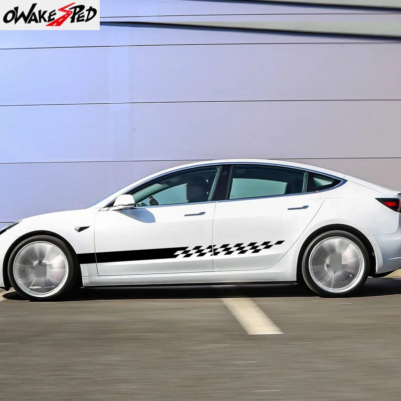 2 шт. для Tesla Model 3 S X P100D боковая юбка на дверь автомобиля длинные полосы наклейки