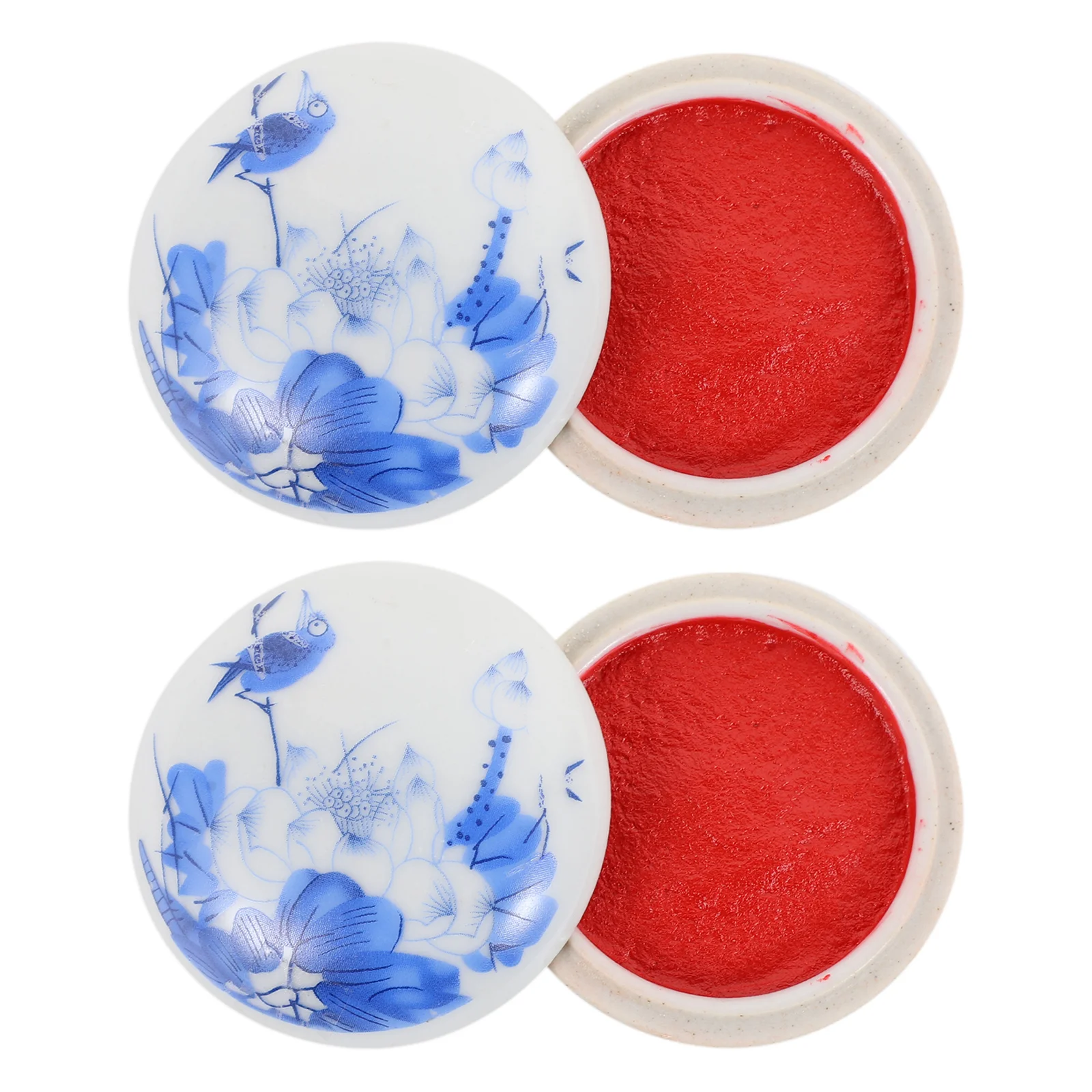 

2pcs Fingerprint Pad for Identification Notarization Chinese Seal Red Round Chinese Yinni Pad Ink Pad Compact