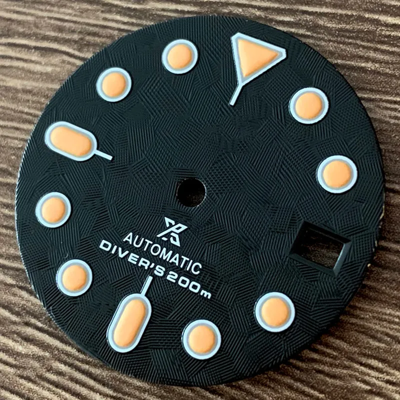 Watch Accessories Watch Dial 28.5MM Convex Scale Dial Green Luminous Suitable for NH35/36/4R/7S Movement