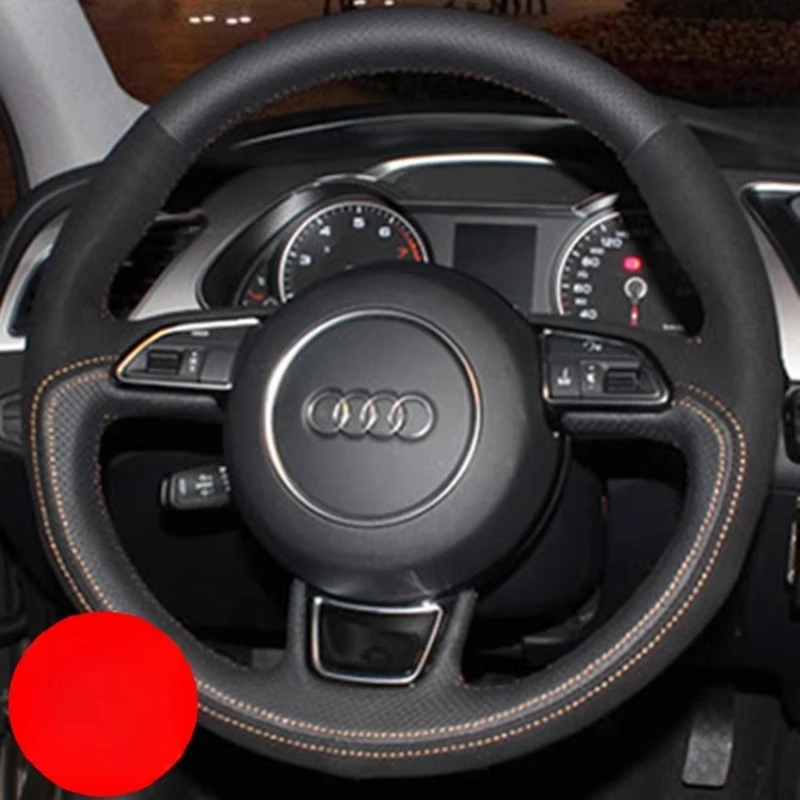 Фото Для Audi A3 8V Sportback A4 B8 Avant A5 A6 C7 A7 G8 A8 Q3 Сшитый вручную черный замшевый чехол на руль из натуральной кожи №2