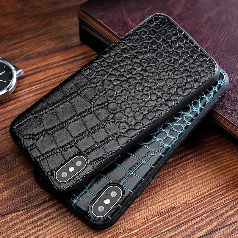 Phone Case For iPhone 6 6s 7 8 Plus for 11 Pro X Xs Xr Max Case Luxury Crcodile Texture Cowhide Back Cover