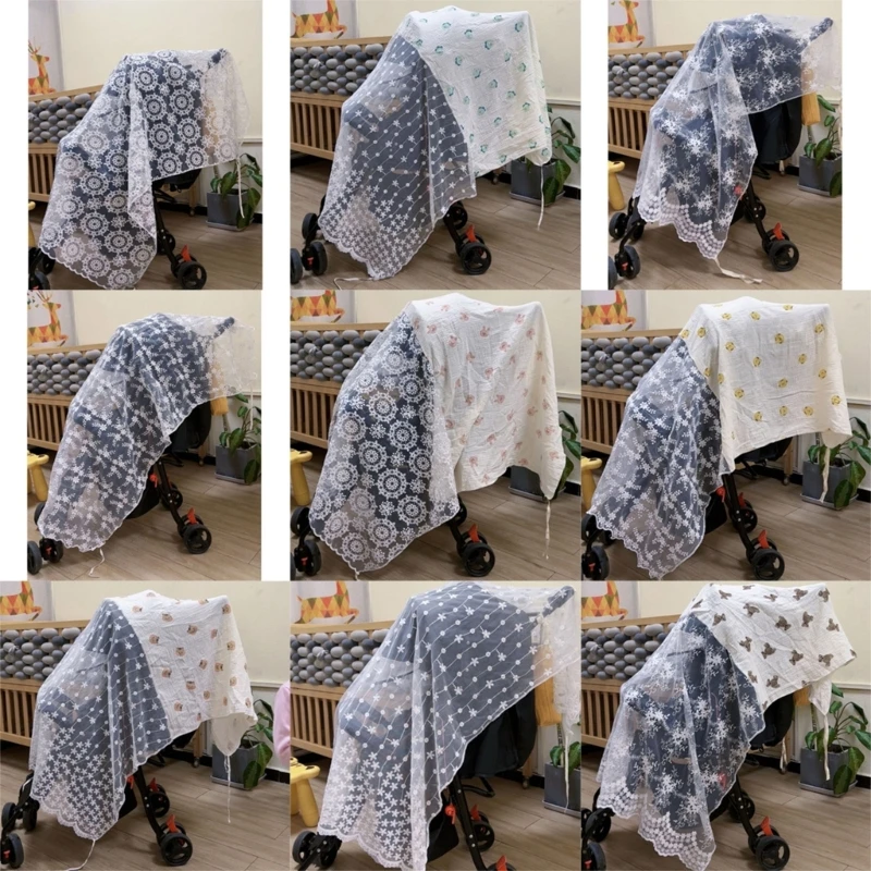 

Sunproof Stroller Cover Mosquito Net Embroidery Mesh Carriage Insect Netting