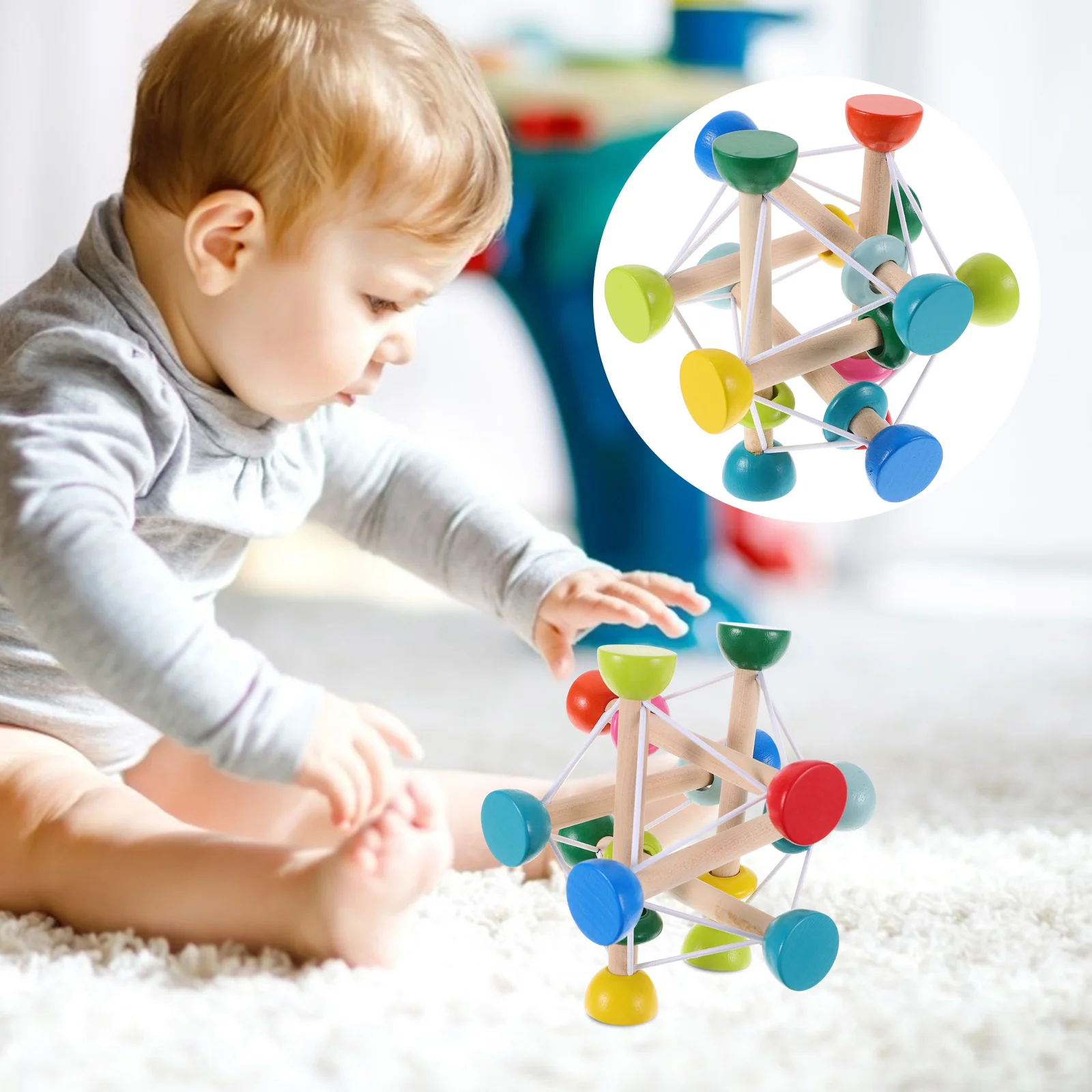 

Shaker Infant Playthings Baby Grasping Activity Creative Bouncy Ball-shaped Toy Educational Development Toys