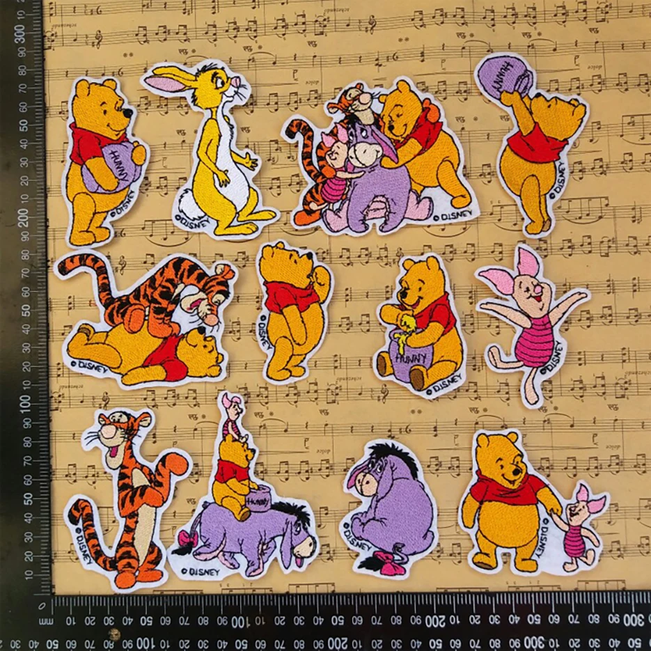 Disney Cartoon patches Winnie the Pooh Bears Embroidery Sewing on coats free kit |