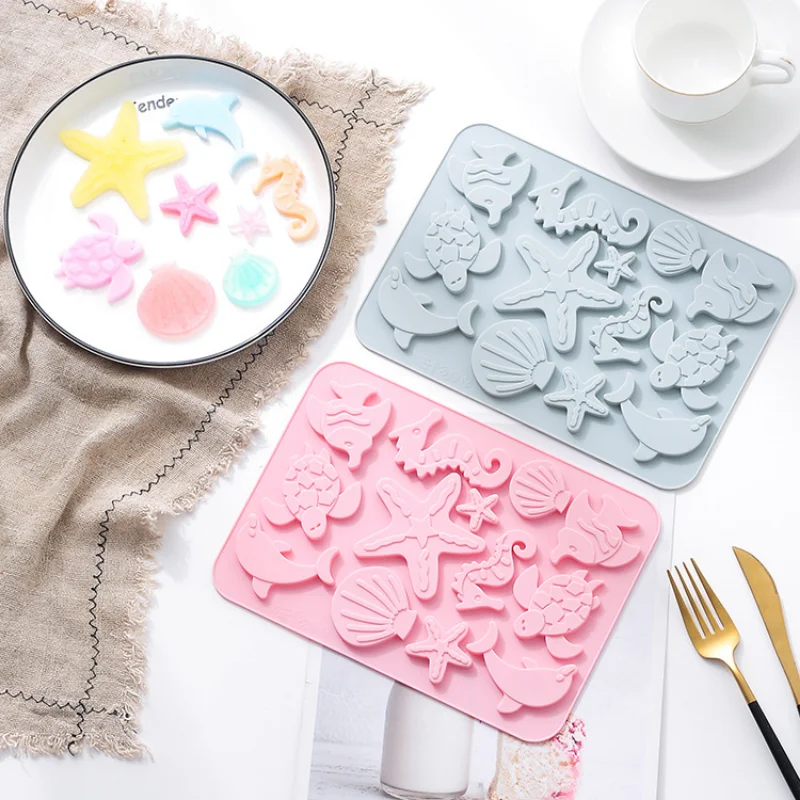 

3D Marine Life Biscuit Mold Silicone Cake Decorating Chocolate Fondant Mould Child's Candy Biscuit Making Baking Supplies