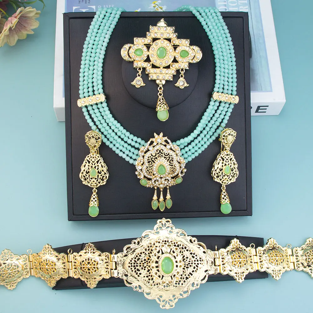 Neovisson марокканские блестящие ювелирные наборы золотого цвета с ремнем кафтан