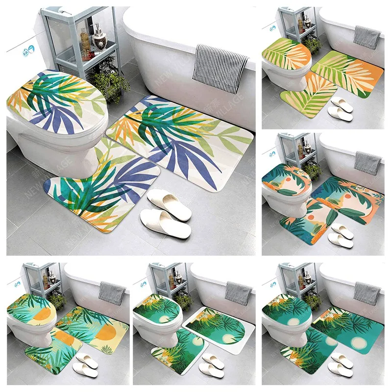 

Противоскользящий Коврик для ванны, коврик для ванной комнаты, коврик для душа, декоративный Впитывающий Коврик для ног, вход в ванну, коврик для туалета в стиле бохо, скандинавский лист