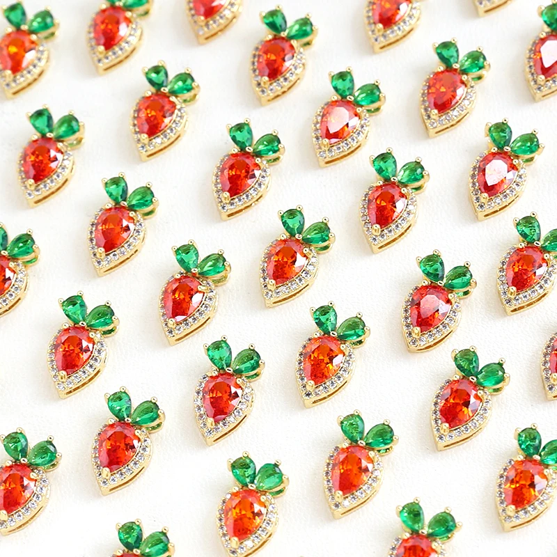 

Кулон в виде моркови с инкрустацией из фианита, 2 шт.