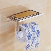 stainless steel toilet paper holder bathroom wall mount wc paper phone holder shelf towel roll shelf accessories