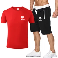 bobcat logo new summer mens sets t shirt pants two piece mens casual sports suit sportswear pure cotton fashion mens sets