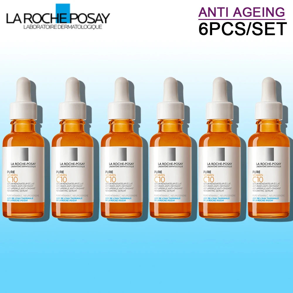 

6PCS La Roche-Posay Pure Vitamin C 10% Face Serum Brighten Smooth Skin With Salicylic Acid Anti-Aging Anti-Wrinkles Facial 30ml