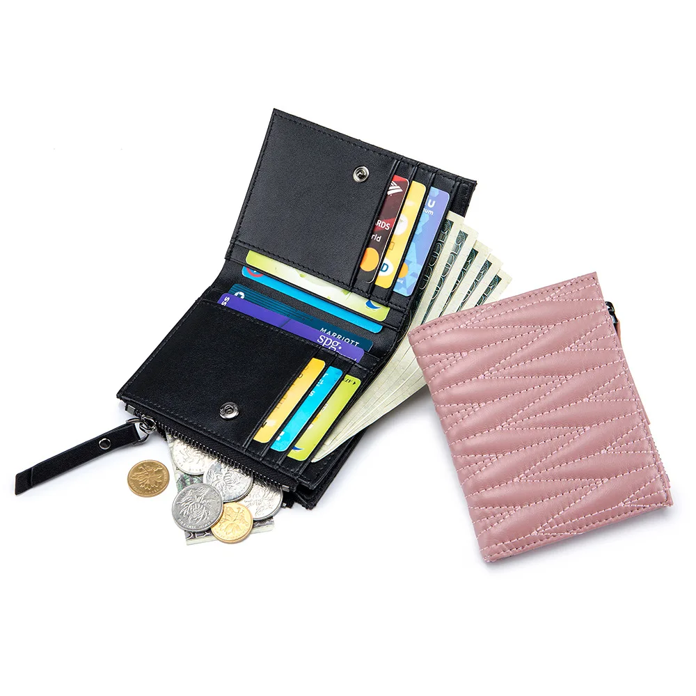Luxury Brand Design Soft Leather Ladies Wallets 2023 Fashion Embroidered Purses for Women High Quality Bifold Short Card Holder