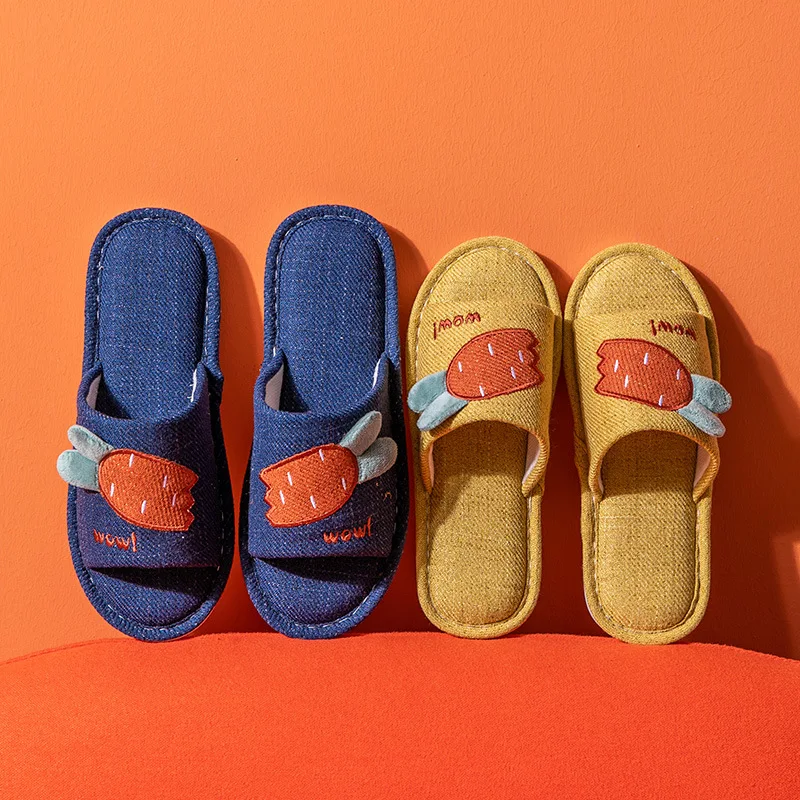 2023 Women Cotton Blend Slippers Indoor Home Cute Cartoon Dog Lovers Flat Shoes Soft Breathable Female Male House Floor Slides