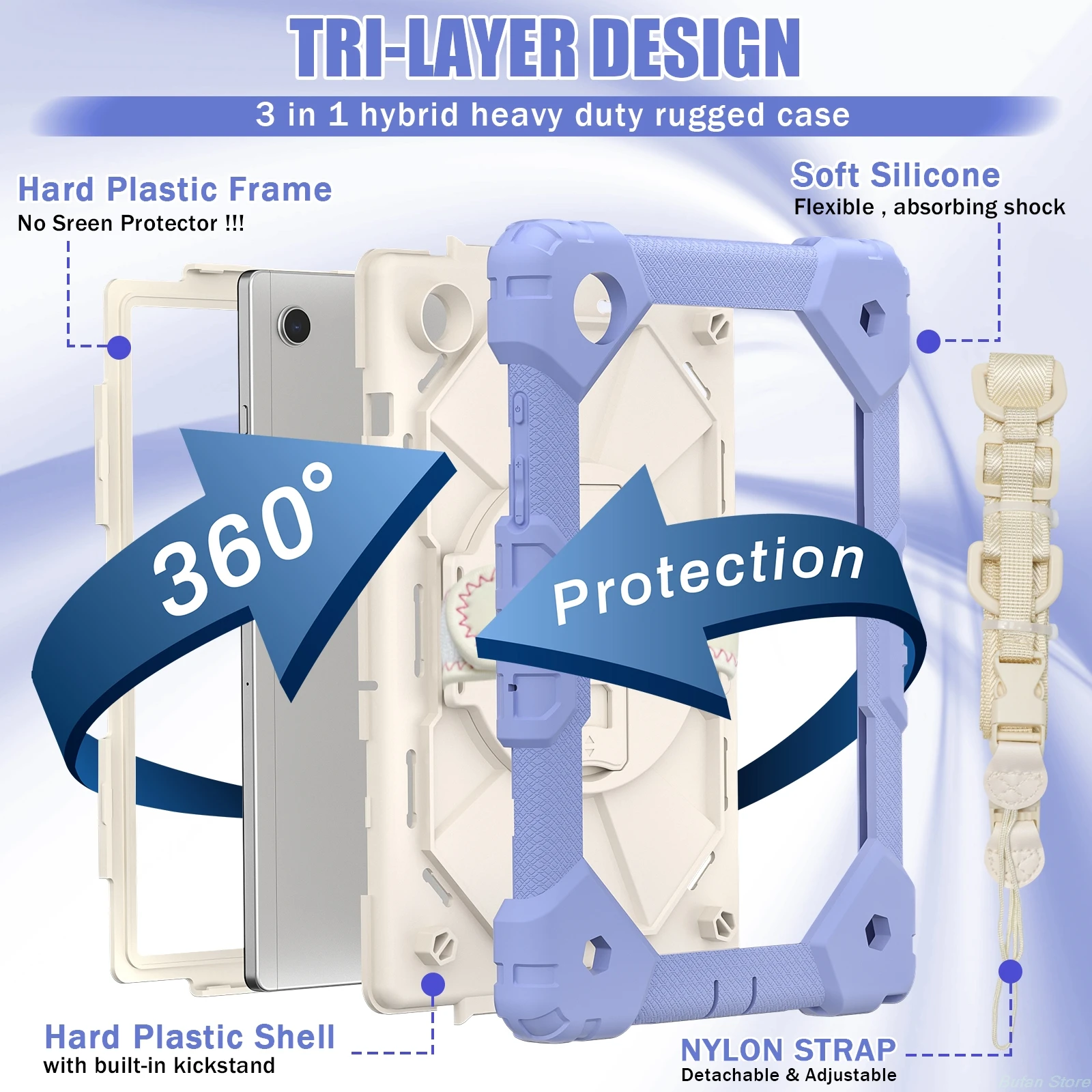 Versatile Shoulder Strap Case For Samsung Galaxy Tab A7 10.4 T500 T509 A 8.0 T290 T295 A7Lite T225 T220 A8 10.5 X200 X205