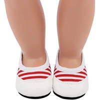 doll shoes casual white loafers with red stripes 18 inch american og girl doll 43 cm reborn baby boy doll diy toy gift s70