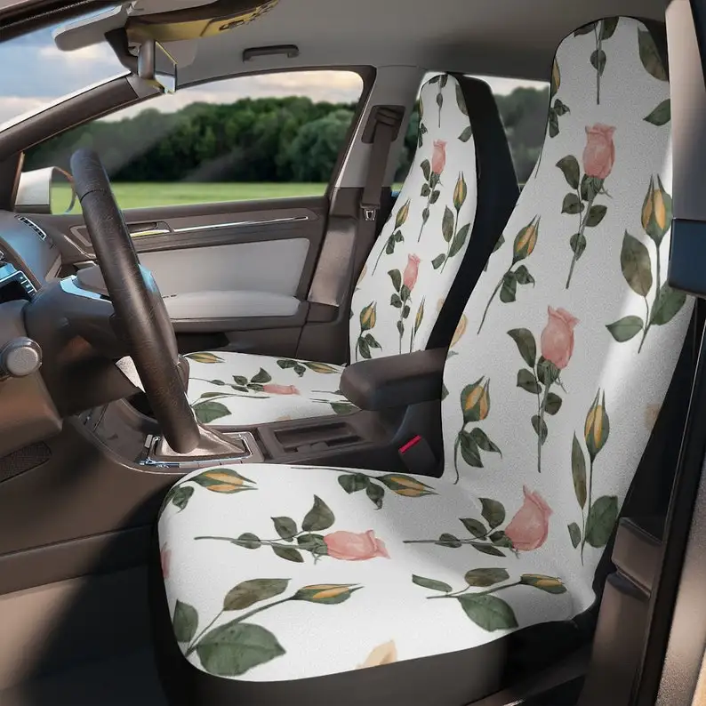

Car Seat Covers Roses | Cute Car Accessories for Women| Flower Car Seat Covers for Women | Seat Cover for Car Protect Car from S